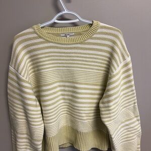 Chic Striped Cream and White Sweater